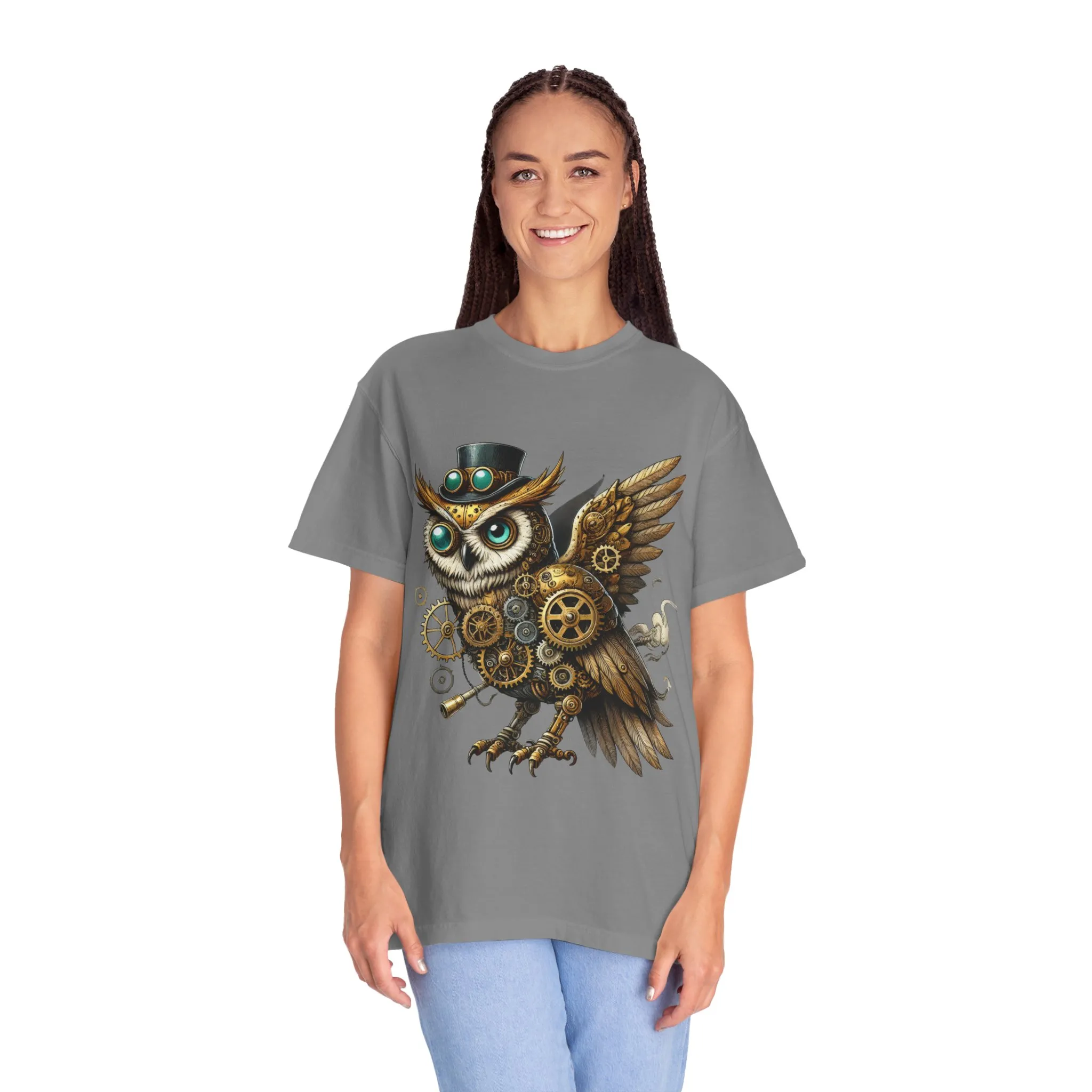 Steampunk Owl Unisex Garment-Dyed T-Shirt - Image 20