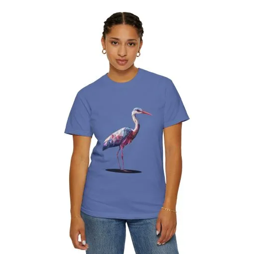 Geo Crane Unisex Garment-Dyed T-Shirt – Stylish Bird Graphic Tee for Nature Lovers - Image 35