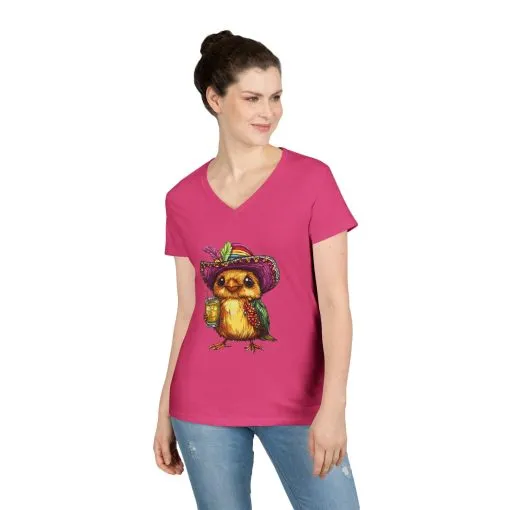 Fun Party Owl V-Neck T-Shirt for Ladies - Image 14