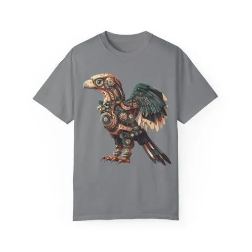 Steampunk Mechanical Bird Unisex Garment-Dyed T-Shirt - Image 29