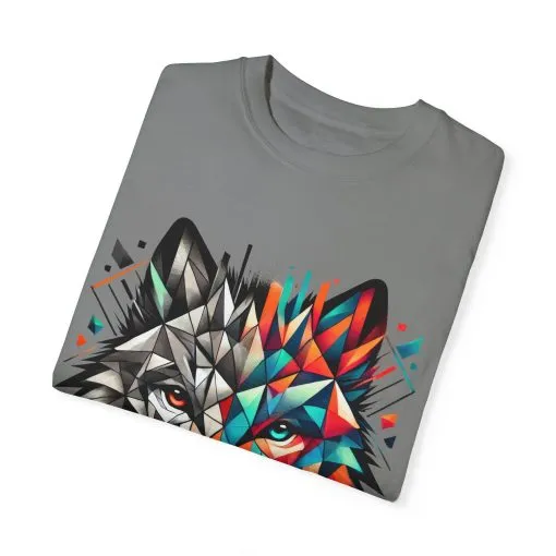 Vibrant Wolf Design Unisex Garment-Dyed T-Shirt - Colorful Art Tee - Image 17