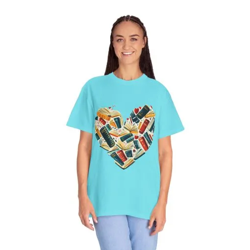 Book Lover's Heart Unisex Garment-Dyed T-Shirt - Image 19