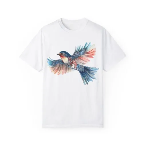 Colorful Bird Art Unisex T-Shirt - Nature-Inspired Garment-Dyed Tee - Image 5