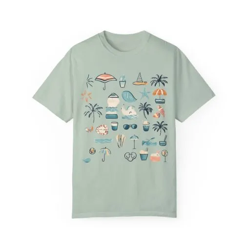 Beach Vibes Unisex Garment-Dyed T-Shirt | Summer Fun Graphic Tee - Image 17