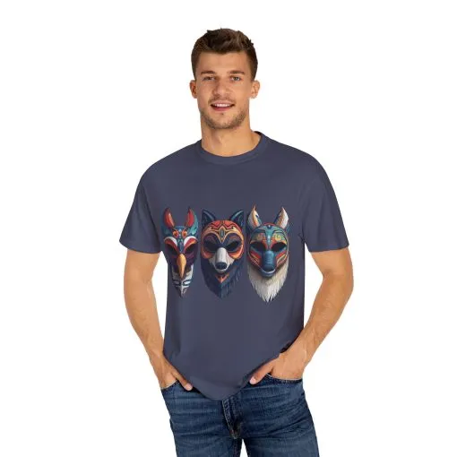 Tribal Mask Unisex Garment-Dyed T-Shirt | Artistic & Colorful Graphic Tee - Image 31