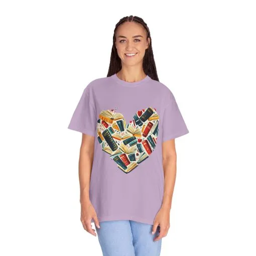 Book Lover's Heart Unisex Garment-Dyed T-Shirt - Image 35