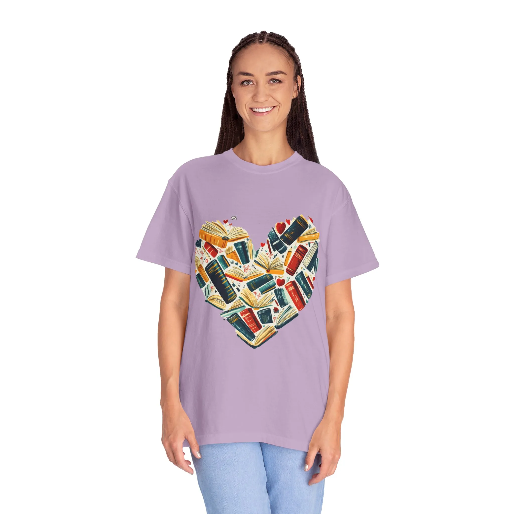 Book Lover's Heart Unisex Garment-Dyed T-Shirt - Image 35