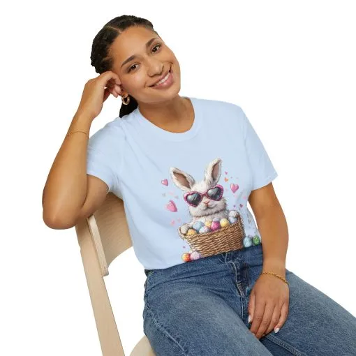 Cute Bunny Easter T-Shirt - Unisex Softstyle Tee with Colorful Egg Design - Image 45