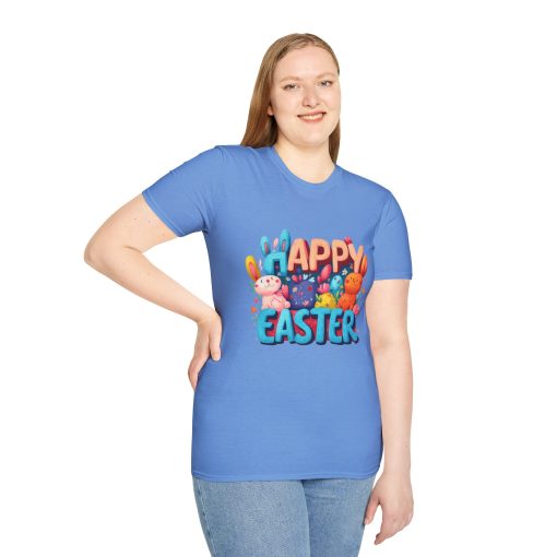 Happy Easter Unisex Softstyle T-Shirt - Fun Spring Bunny Design - Image 34