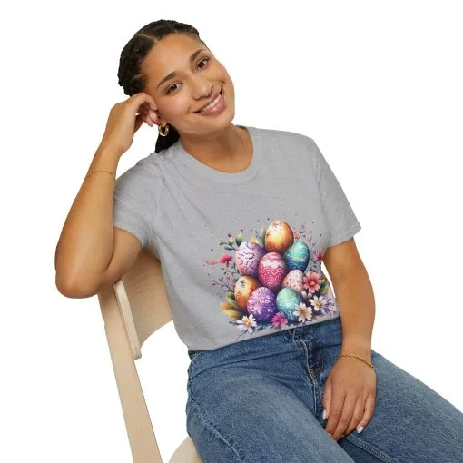 Easter Egg Floral Unisex Softstyle T-Shirt - Vibrant Spring Design - Image 20