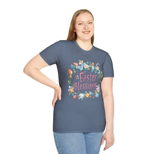 Easter Blessings Unisex Softstyle T-Shirt – Spring Floral Design - Image 39