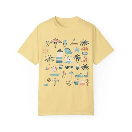 Beach Vibes Unisex Garment-Dyed T-Shirt | Summer Fun Graphic Tee - Image 13