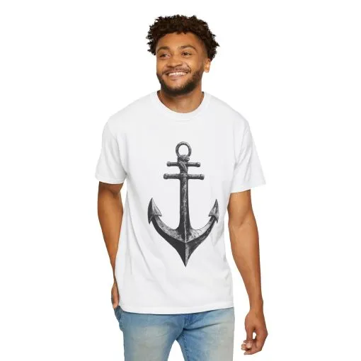 Nautical Anchor Unisex Garment-Dyed T-shirt | Casual Marine Style Wear - Image 4