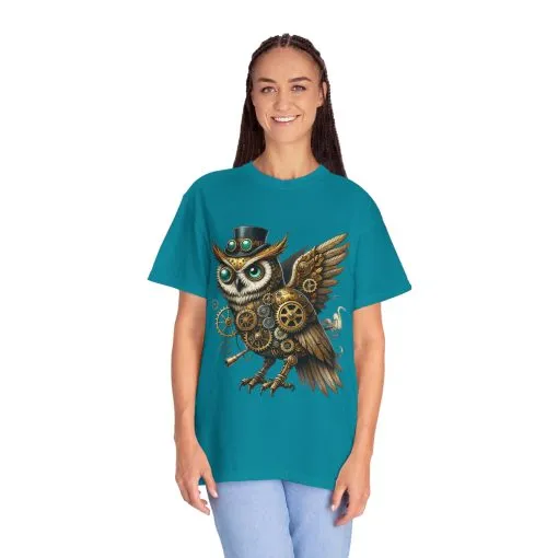 Steampunk Owl Unisex Garment-Dyed T-Shirt - Image 24