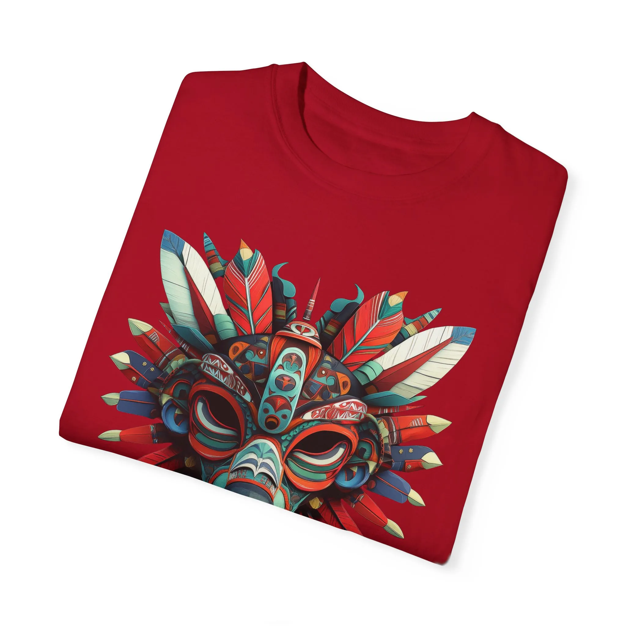 Vibrant Tribal Mask Unisex Garment-Dyed T-Shirt | Unique Festival Fashion - Image 59
