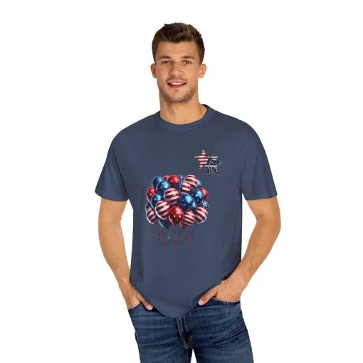 Patriotic Balloon T-Shirt | Unisex Garment-Dyed Tee for Independence Day Celebrations - Image 7