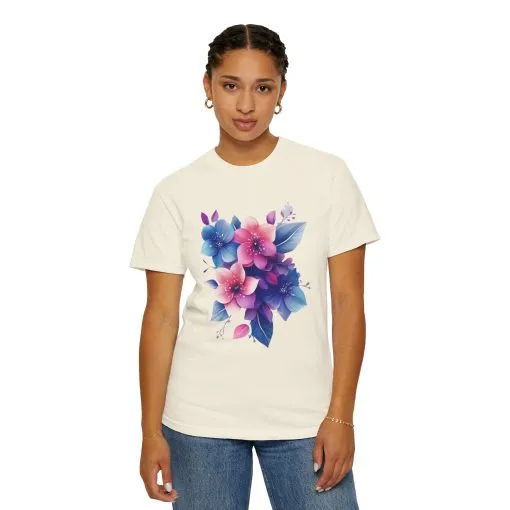 Floral Vibe Unisex Garment-Dyed T-Shirt | Comfortable, Stylish Tee for Nature Lovers - Image 7