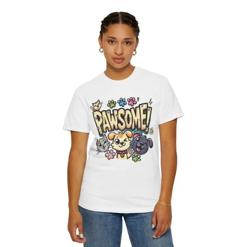 Pawsome Garment-Dyed T-Shirt for Animal Lovers - Image 3