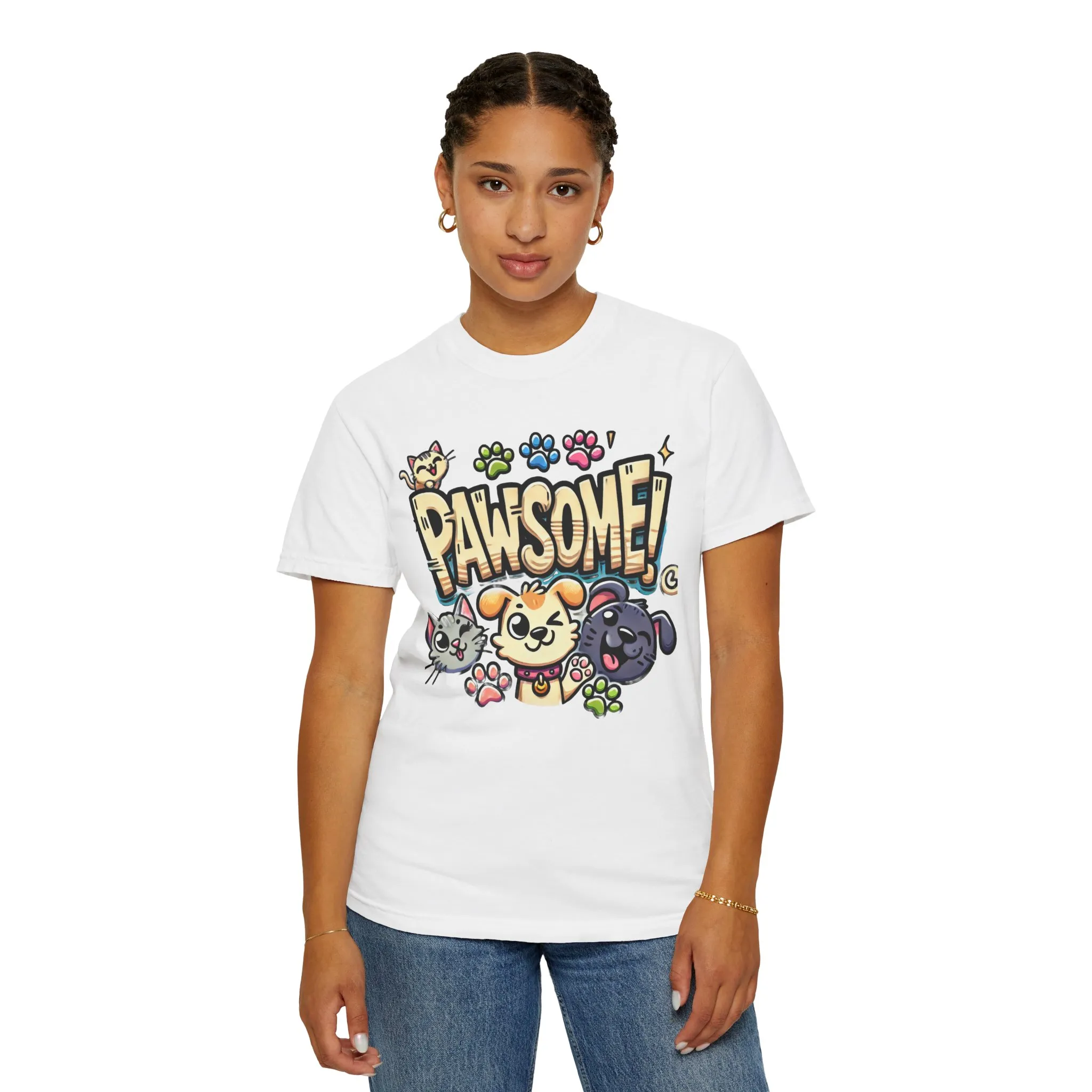 Pawsome Garment-Dyed T-Shirt for Animal Lovers - Image 3