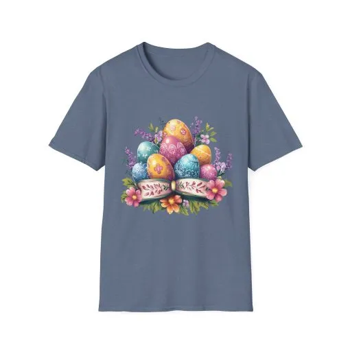 Easter Floral Eggs Unisex Softstyle T-Shirt - Image 37
