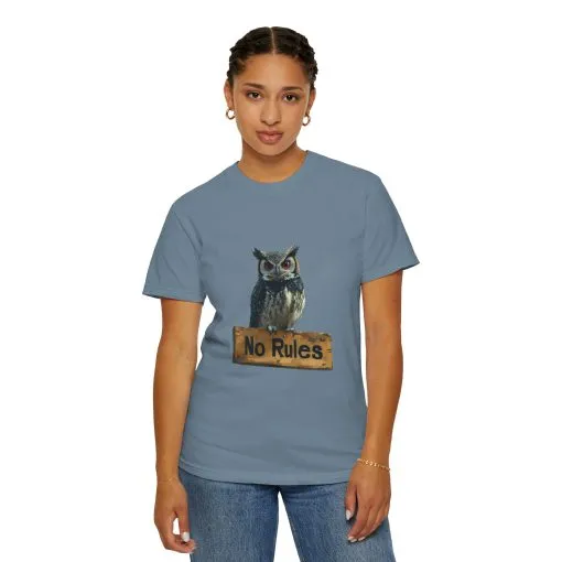 Funny Owl T-Shirt - "No Rules" Unisex Garment-Dyed Tee for Animal Lovers - Image 28