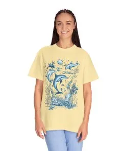 Ocean conservation t-shirt with detailed aquatic artwork