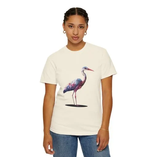 Geo Crane Unisex Garment-Dyed T-Shirt – Stylish Bird Graphic Tee for Nature Lovers - Image 10