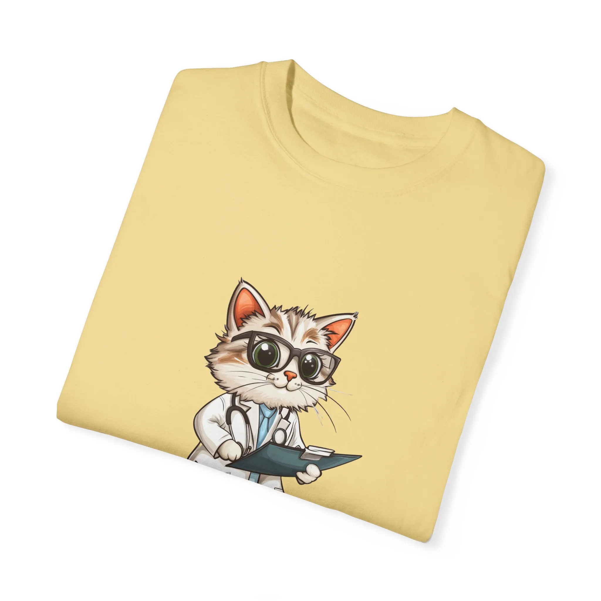 Funny Cat Doctor Unisex Garment-Dyed T-Shirt - Image 33