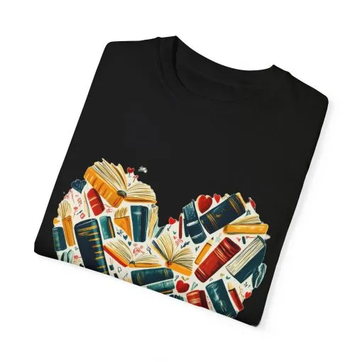 Book Lover's Heart Unisex Garment-Dyed T-Shirt - Image 30