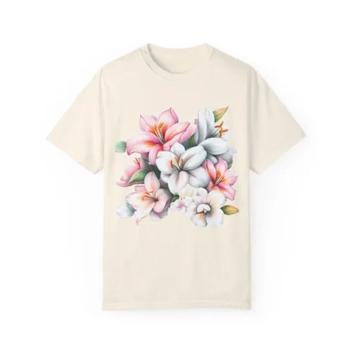 Floral Elegance Unisex Garment-Dyed T-Shirt - Perfect for Spring Celebrations - Image 9