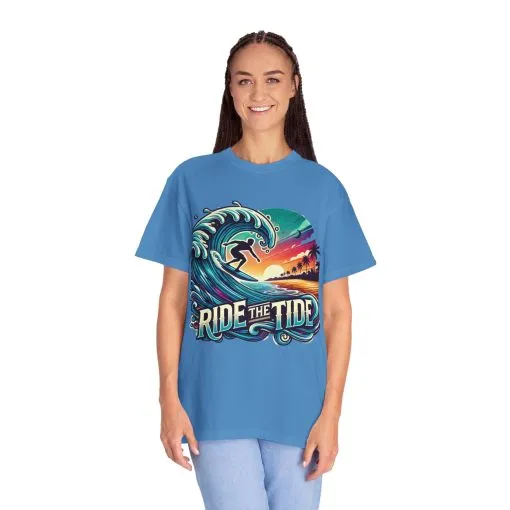 Ride the Tide Unisex Garment-Dyed T-shirt - Surfing Inspired Graphic Tee - Image 28