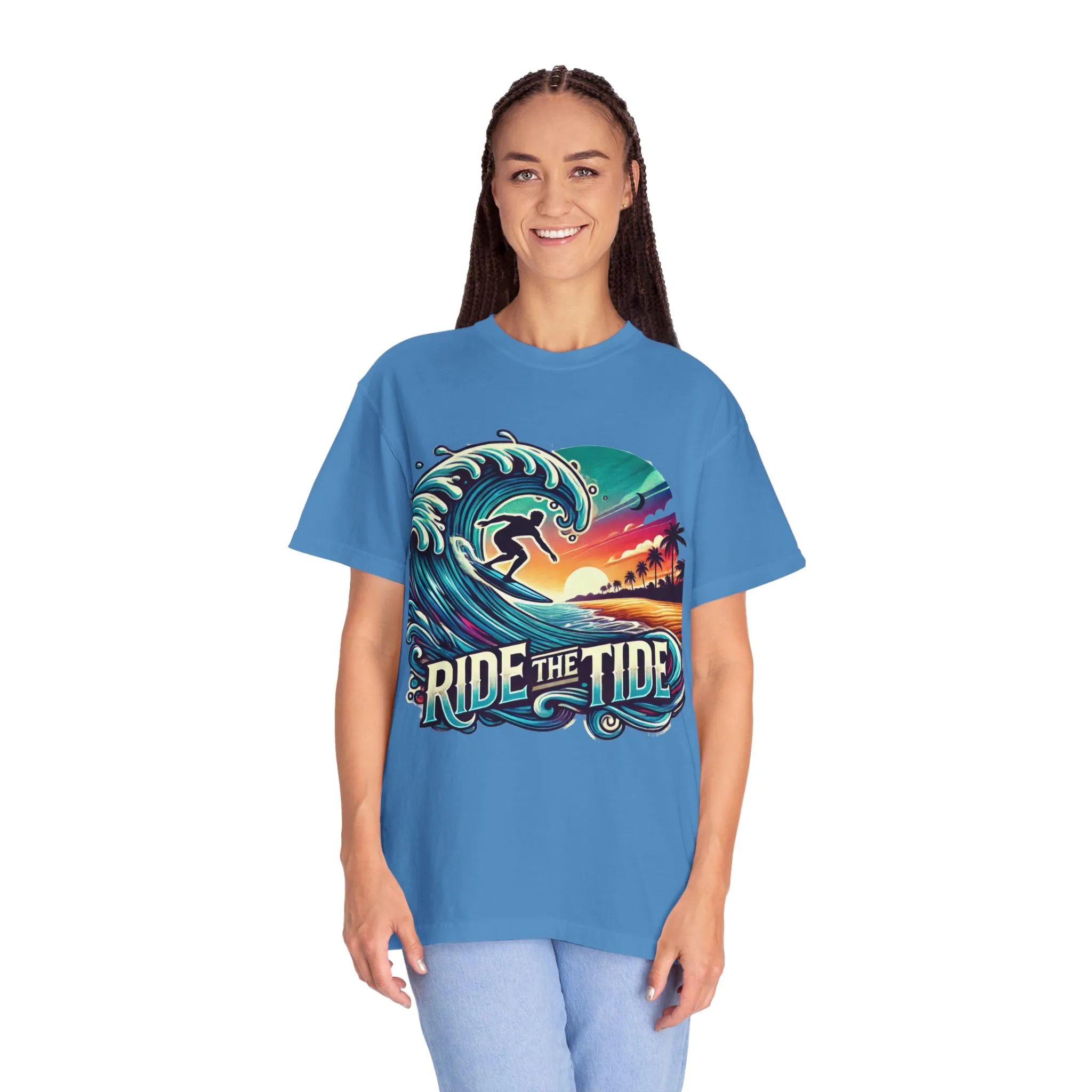 Ride the Tide Unisex Garment-Dyed T-shirt - Surfing Inspired Graphic Tee - Image 28