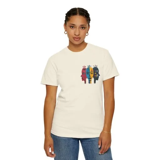 Vibrant Unisex Garment-Dyed T-Shirt with African Masks Design - Image 11