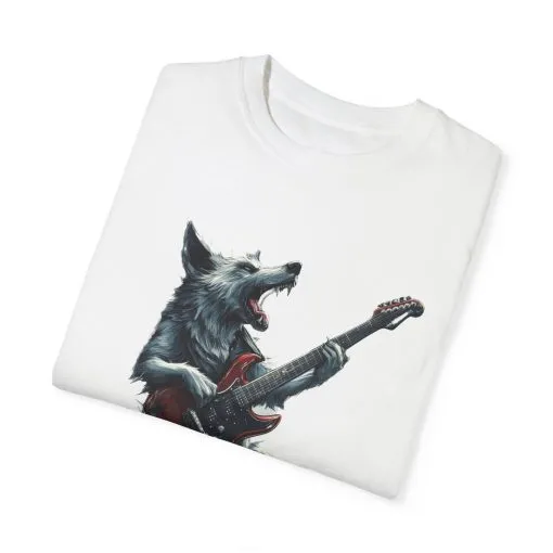 Rocking Wolf Unisex Garment-Dyed T-Shirt - Music Lover's Tee - Image 6