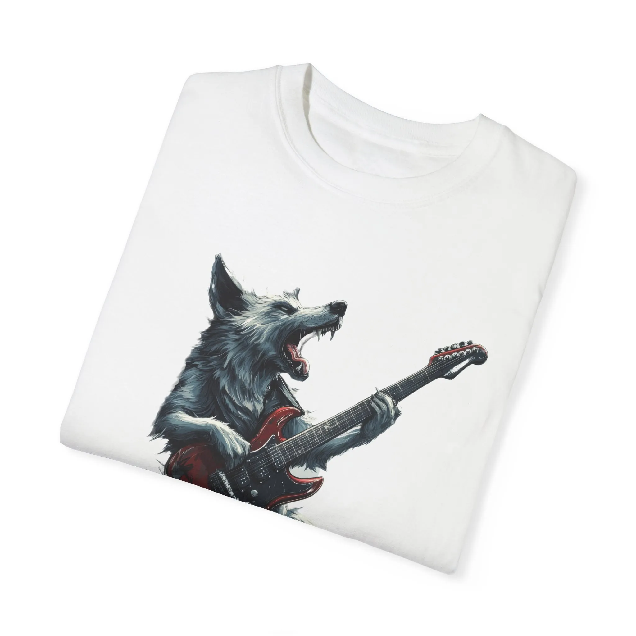 Rocking Wolf Unisex Garment-Dyed T-Shirt - Music Lover's Tee - Image 6
