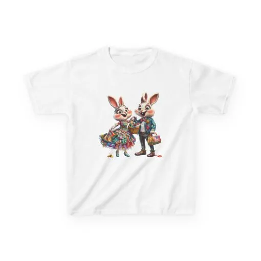 Adorable Bunny Couple Kids Tee - Perfect for Easter Celebrations - Image 4