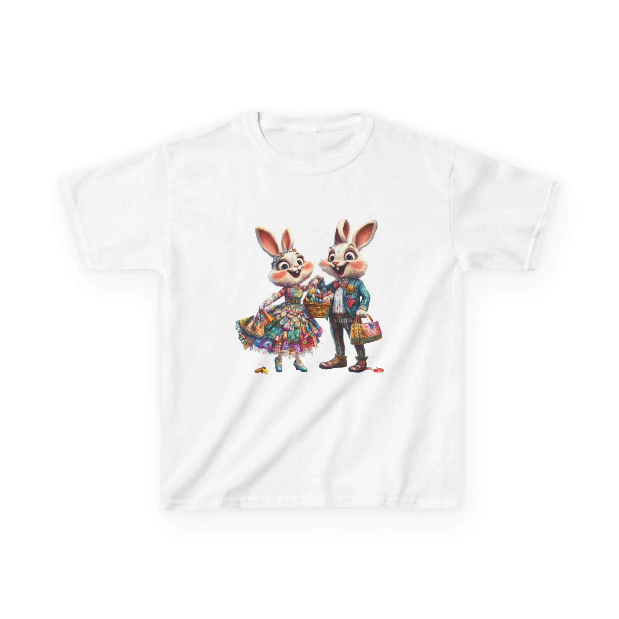Adorable Bunny Couple Kids Tee - Perfect for Easter Celebrations - Image 4