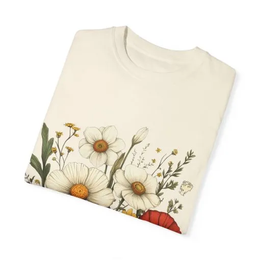Floral Garden Unisex T-Shirt - Vintage Style Flower Design - Image 10