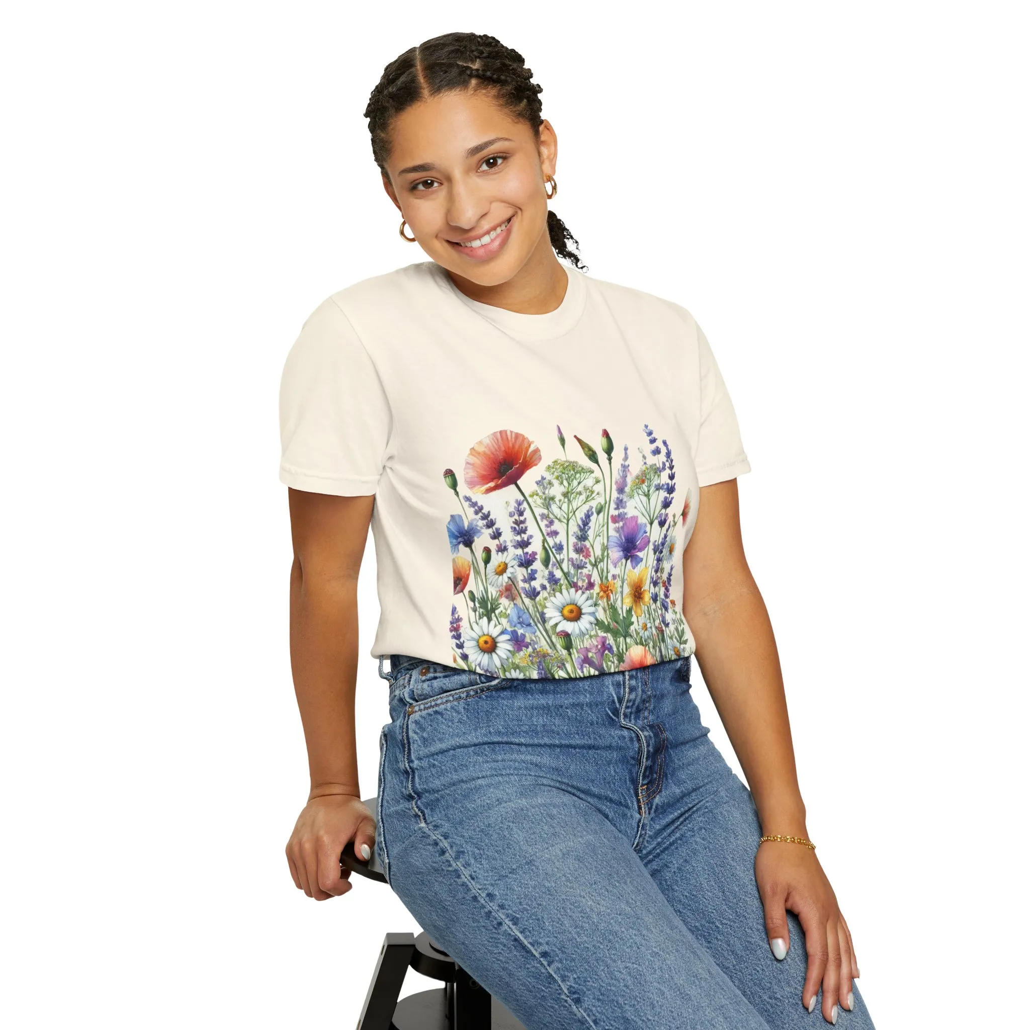 Flower Garden Unisex Garment-Dyed T-Shirt - Nature Inspired Casual Wear - Image 9