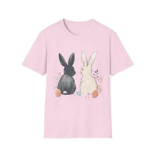 Cute Bunny Love Unisex Softstyle T-Shirt for Easter Celebrations - Image 56