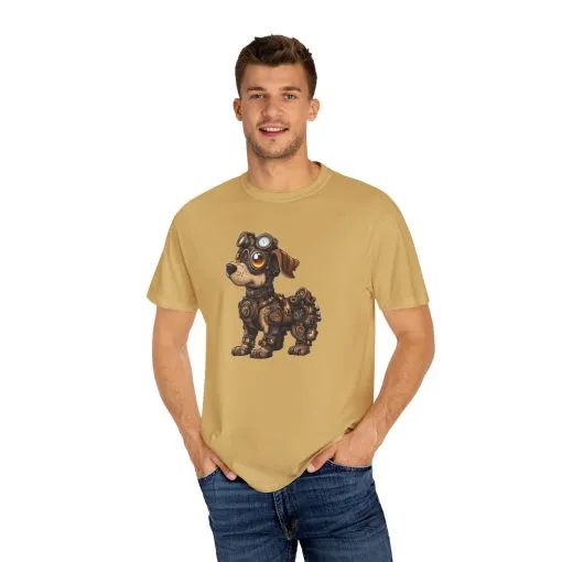 Steampunk Dog Unisex Garment-Dyed T-Shirt - Image 3