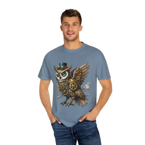 Steampunk Owl Unisex Garment-Dyed T-Shirt - Image 27