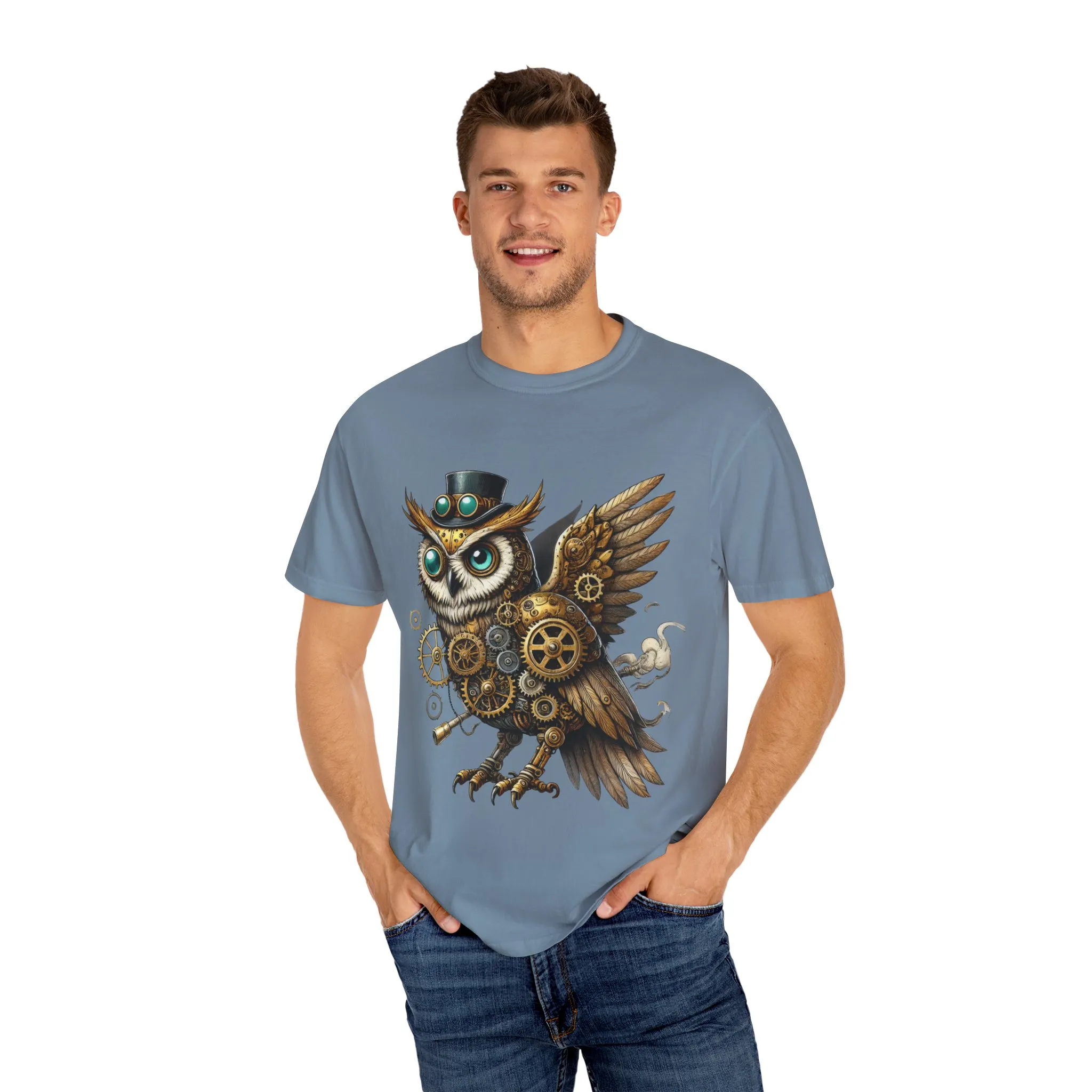 Steampunk Owl Unisex Garment-Dyed T-Shirt - Image 27