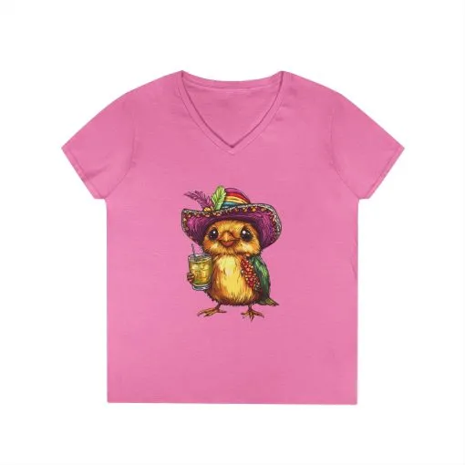 Fun Party Owl V-Neck T-Shirt for Ladies - Image 11