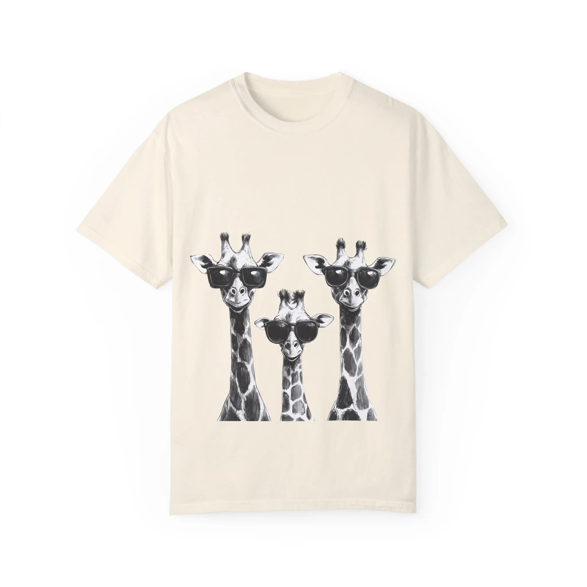 Cool Giraffe Sunglasses Unisex Garment-Dyed T-shirt - Image 5