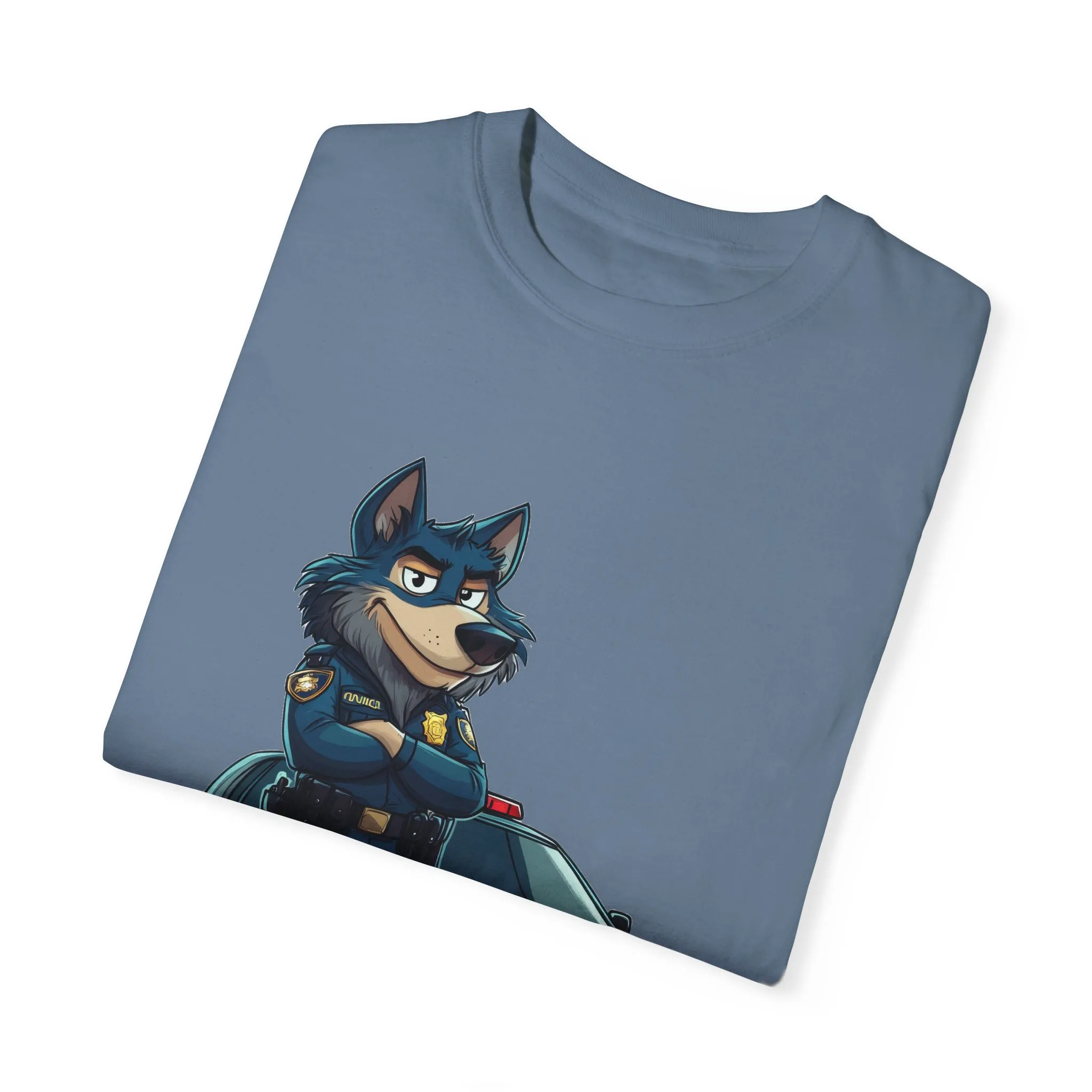 Cute Cartoon Police Dog T-Shirt - Unisex Garment-Dyed Tee - Image 14
