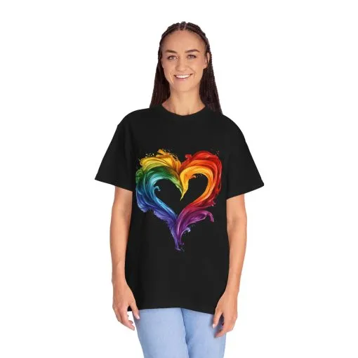 Pride Heart Unisex Garment-Dyed T-shirt - Colorful Rainbow Design for LGBTQ+ Celebration - Image 31