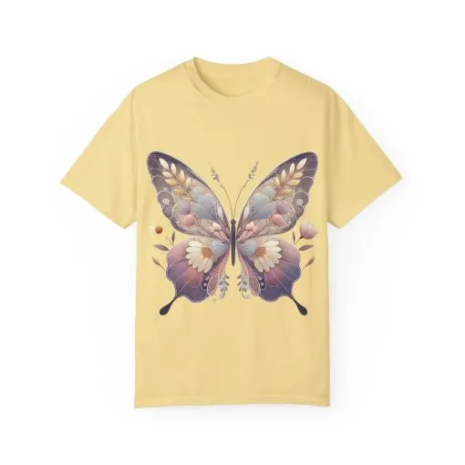 Butterfly Wings Unisex Garment-Dyed T-Shirt - Nature-Inspired Design - Image 17