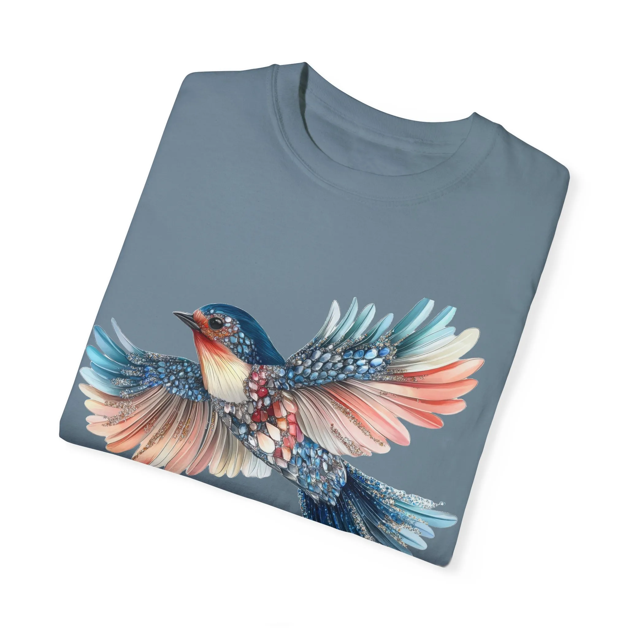 Colorful Bird Art Unisex T-Shirt - Nature-Inspired Garment-Dyed Tee - Image 3