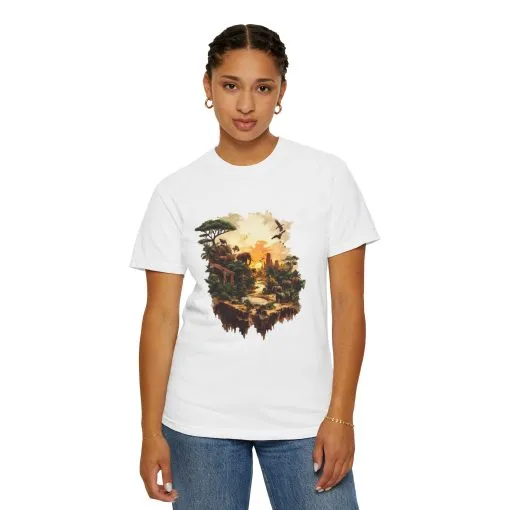 Adventure-Inspired Unisex Garment-Dyed T-Shirt with Nature Scene - Image 8